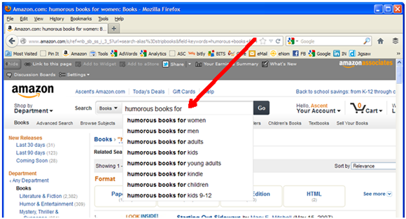 phrases that came up “humorous books for”